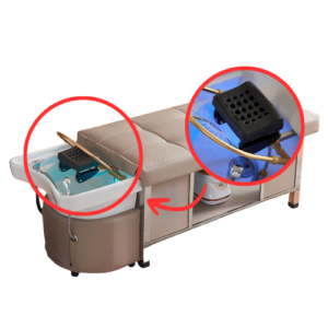 Head Spa Bed Komorebi, ceramic head spa basin and treatment table
