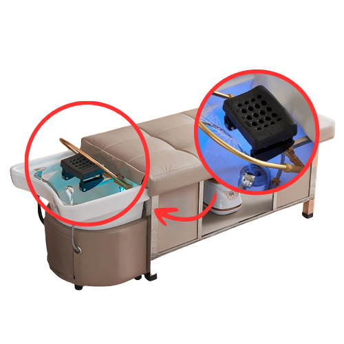 Head Spa Bed Komorebi, ceramic head spa basin and treatment table