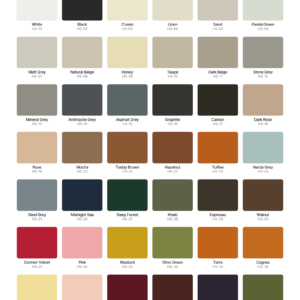 The 42 made to order finishes available for Headspastore head spa units