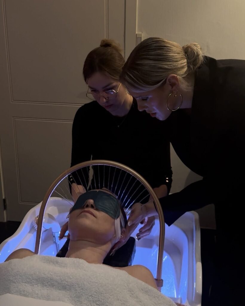 Hands-on head spa training at partner salon Belliza